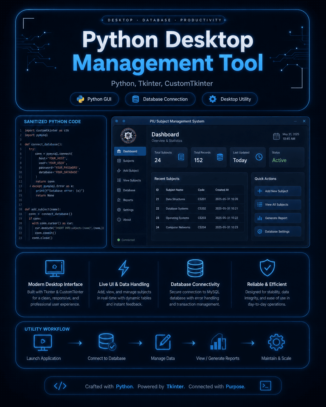 Python desktop management tool portfolio showcase