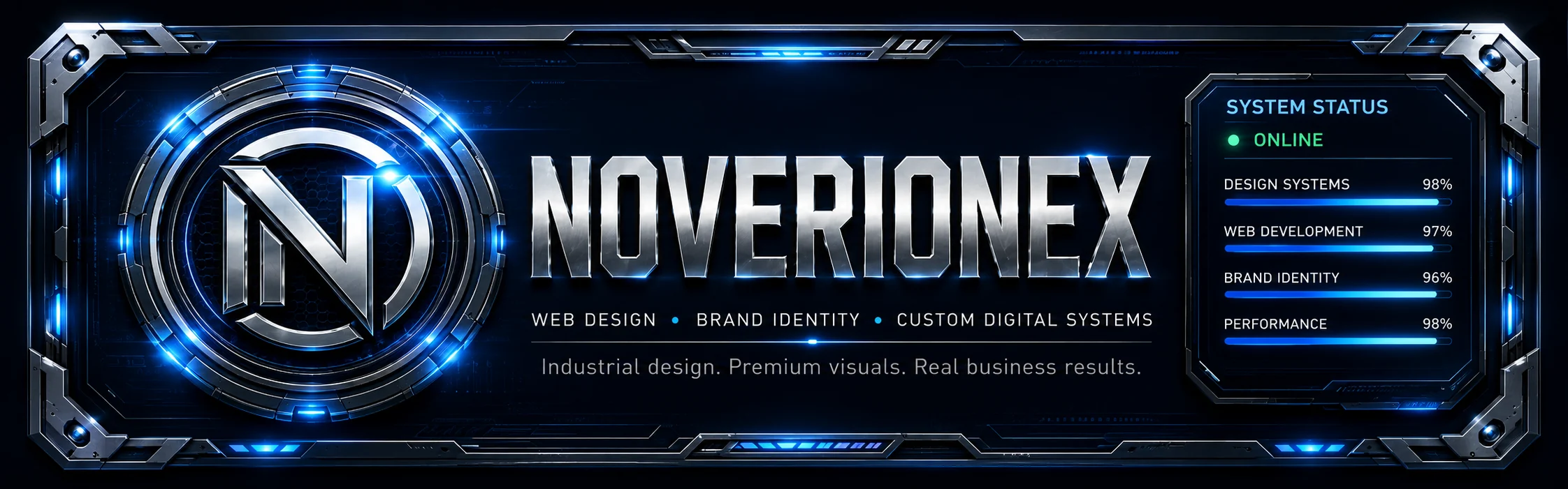 Noverionex premium web design, brand identity, custom digital systems, and SEO performance studio